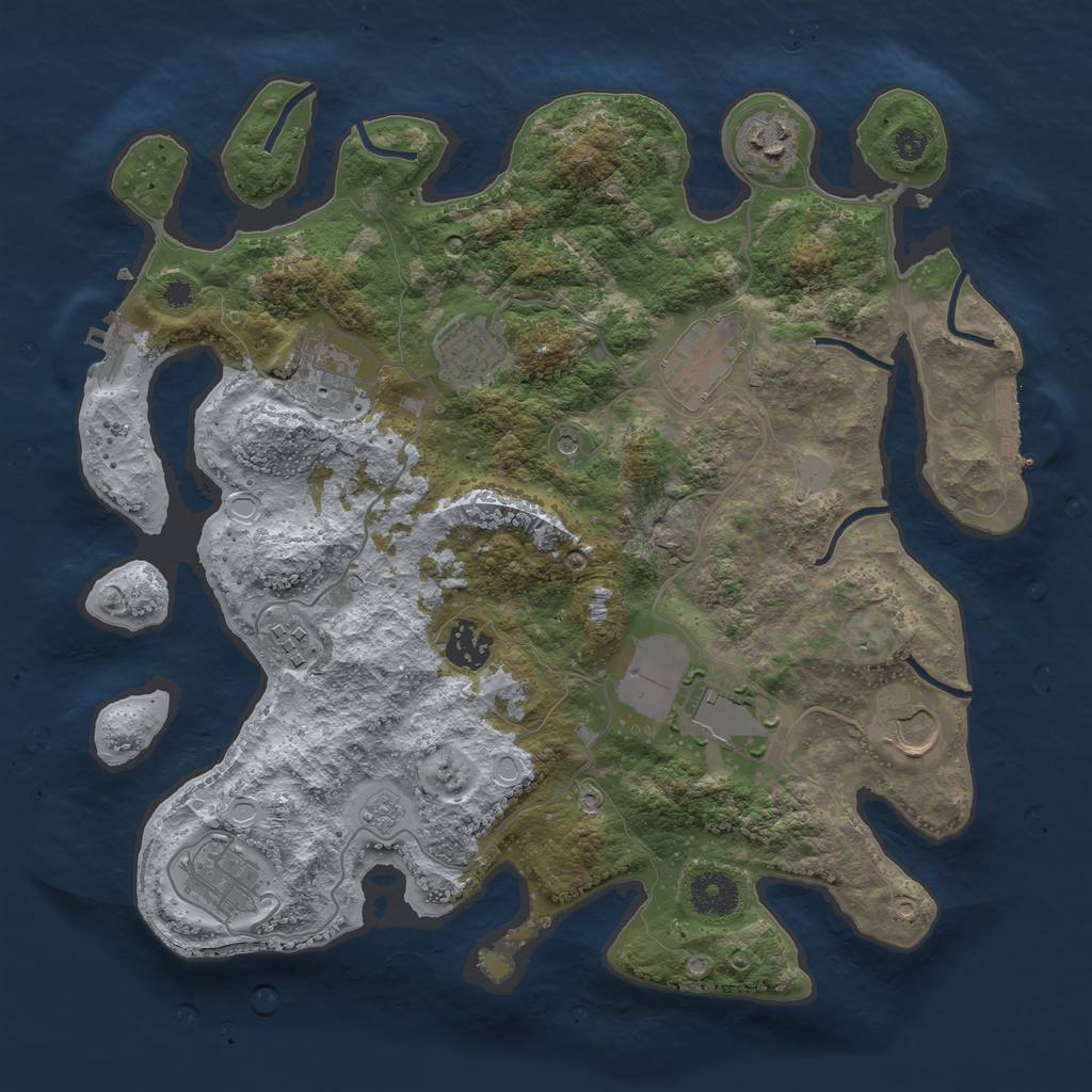 Rust Map: Procedural Map, Size: 3500, Seed: 610858506, 16 Monuments