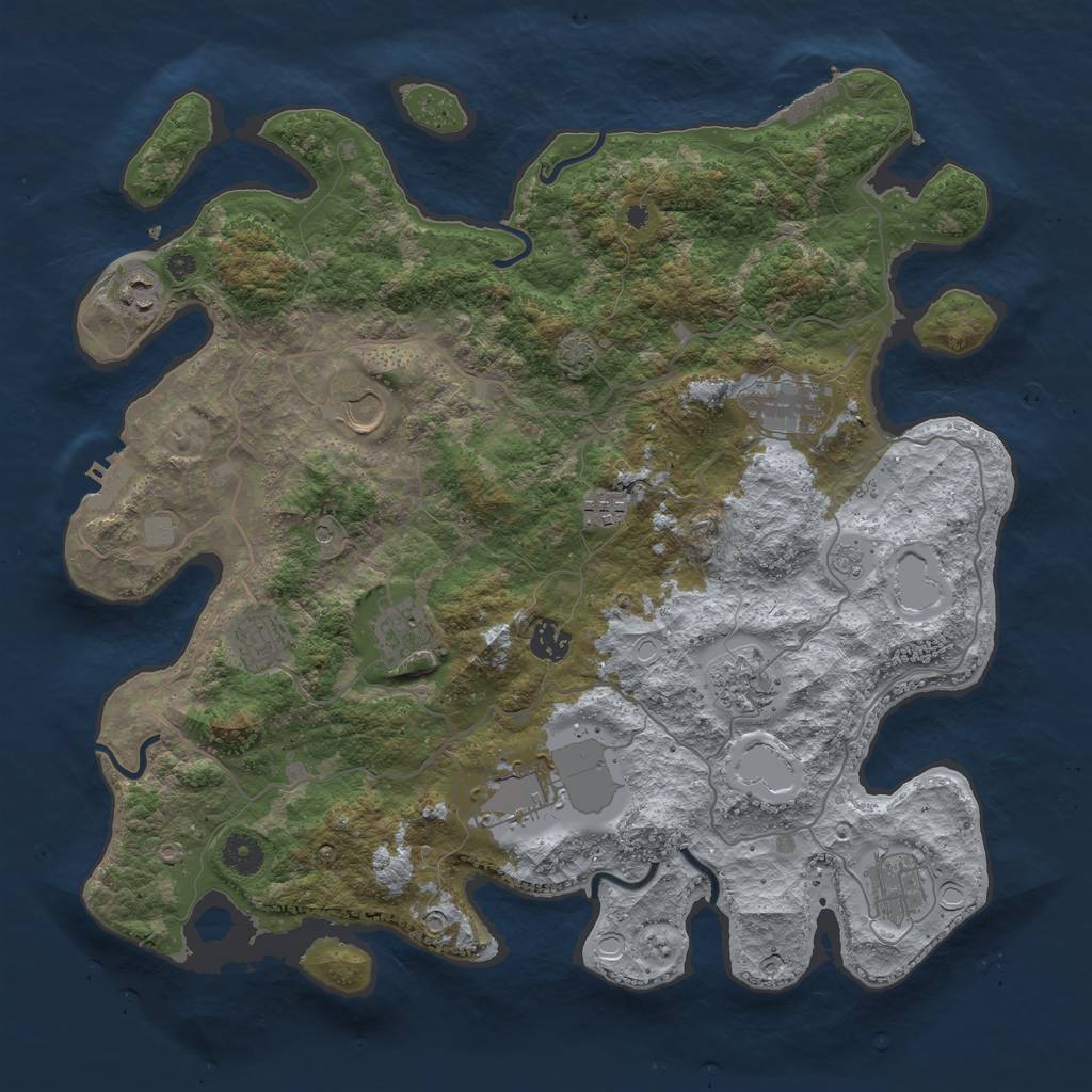 Rust Map: Procedural Map, Size: 4000, Seed: 1341324, 18 Monuments