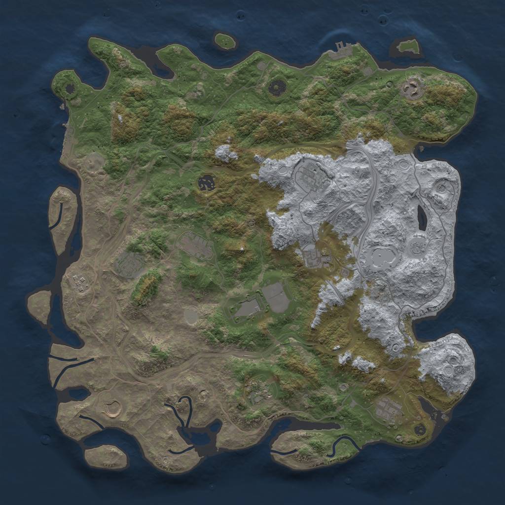 Rust Map: Procedural Map, Size: 4500, Seed: 19950602, 18 Monuments