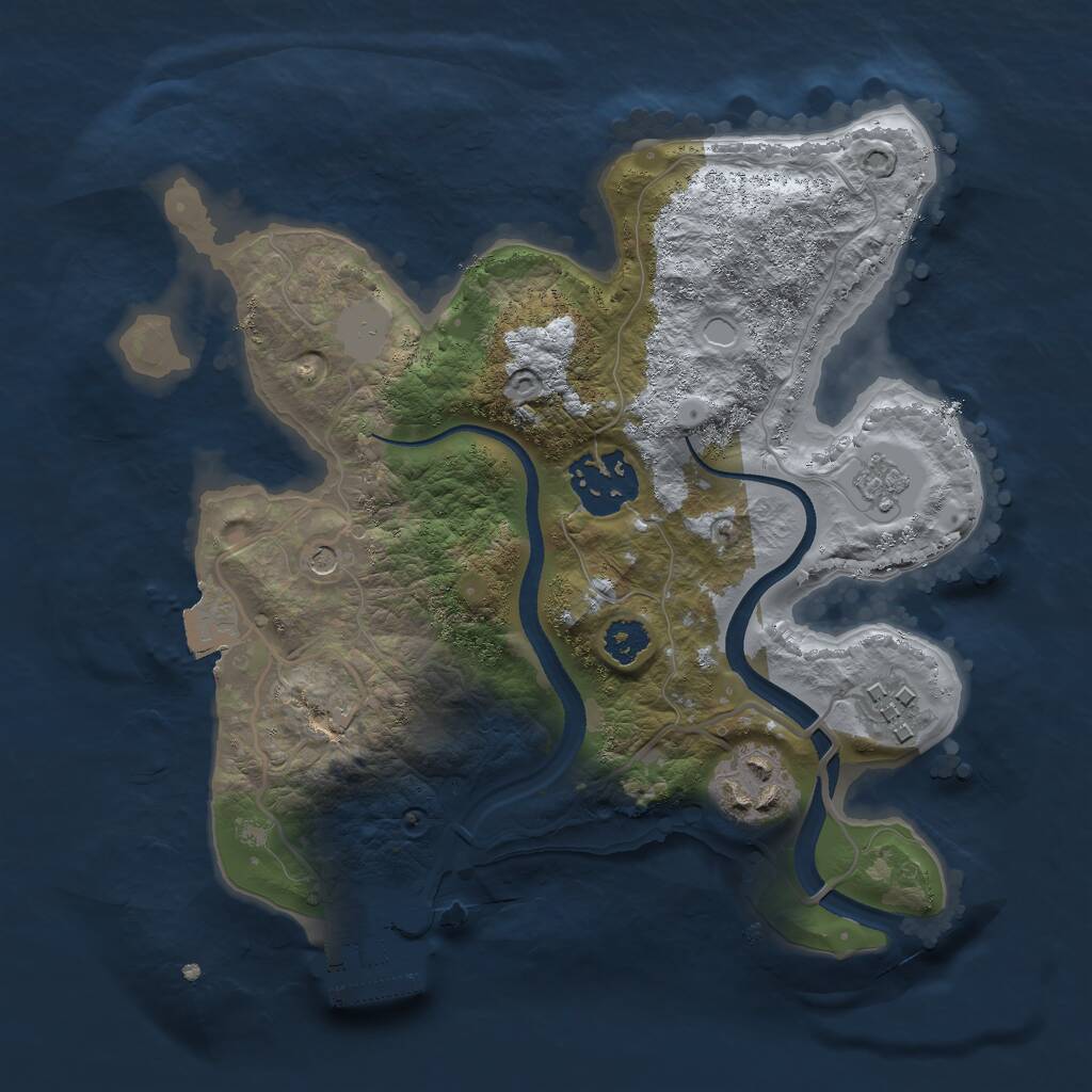 Rust Map: Procedural Map, Size: 2500, Seed: 648243, 7 Monuments