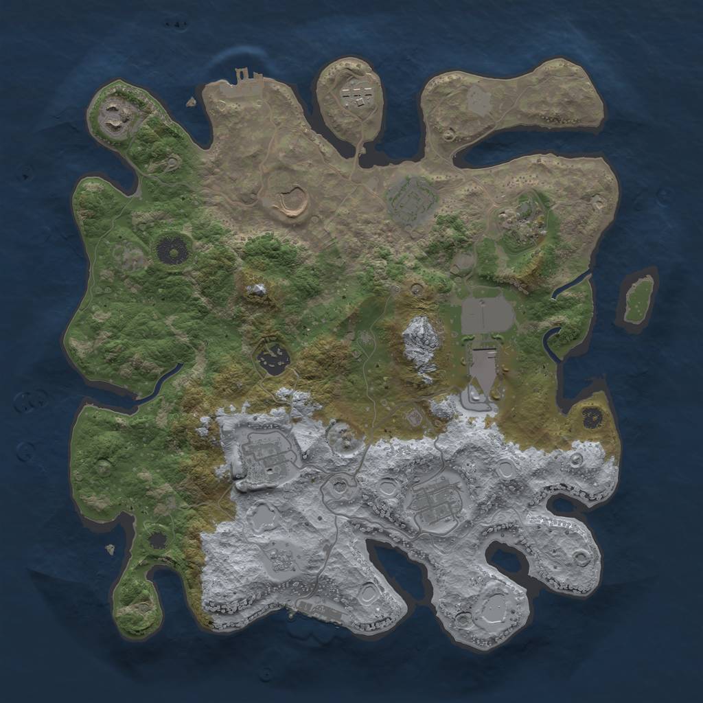 Rust Map: Procedural Map, Size: 3500, Seed: 18270299, 16 Monuments