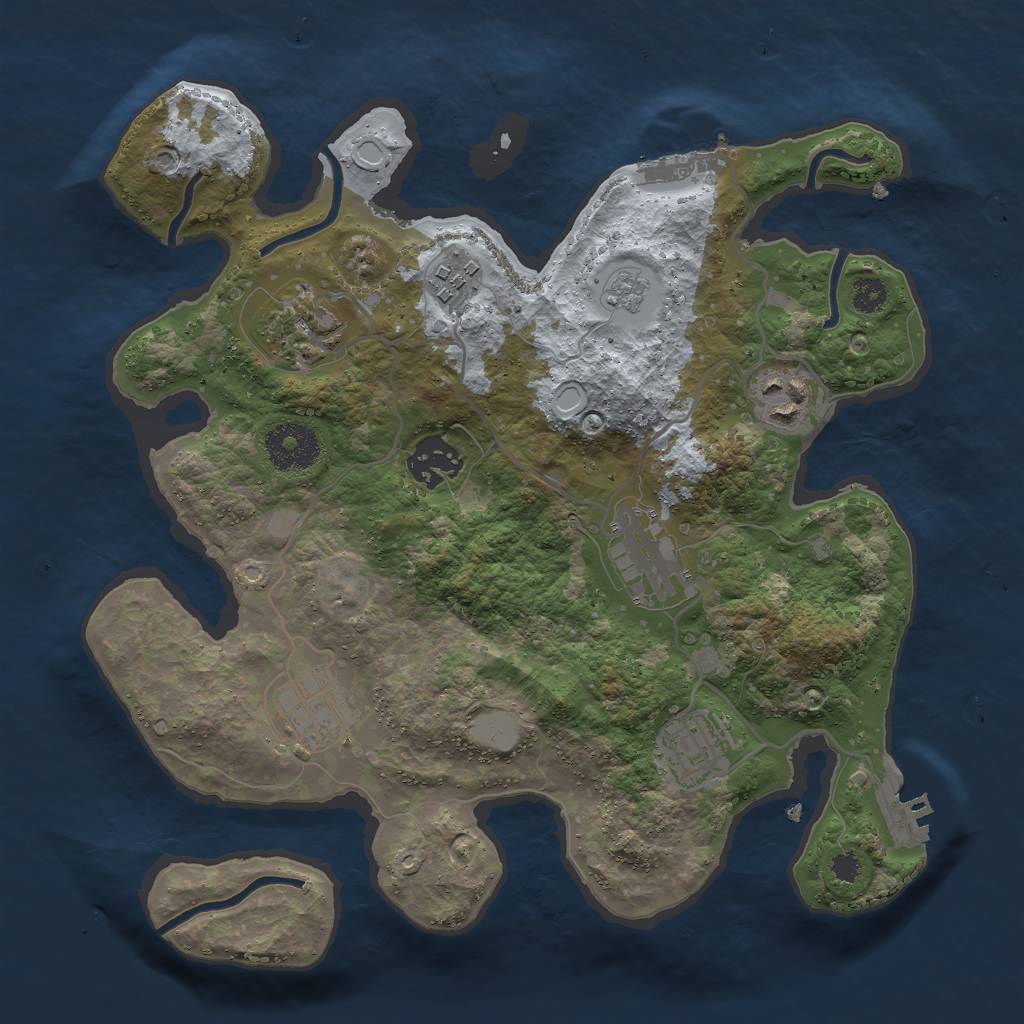 Rust Map: Procedural Map, Size: 3000, Seed: 7235, 13 Monuments