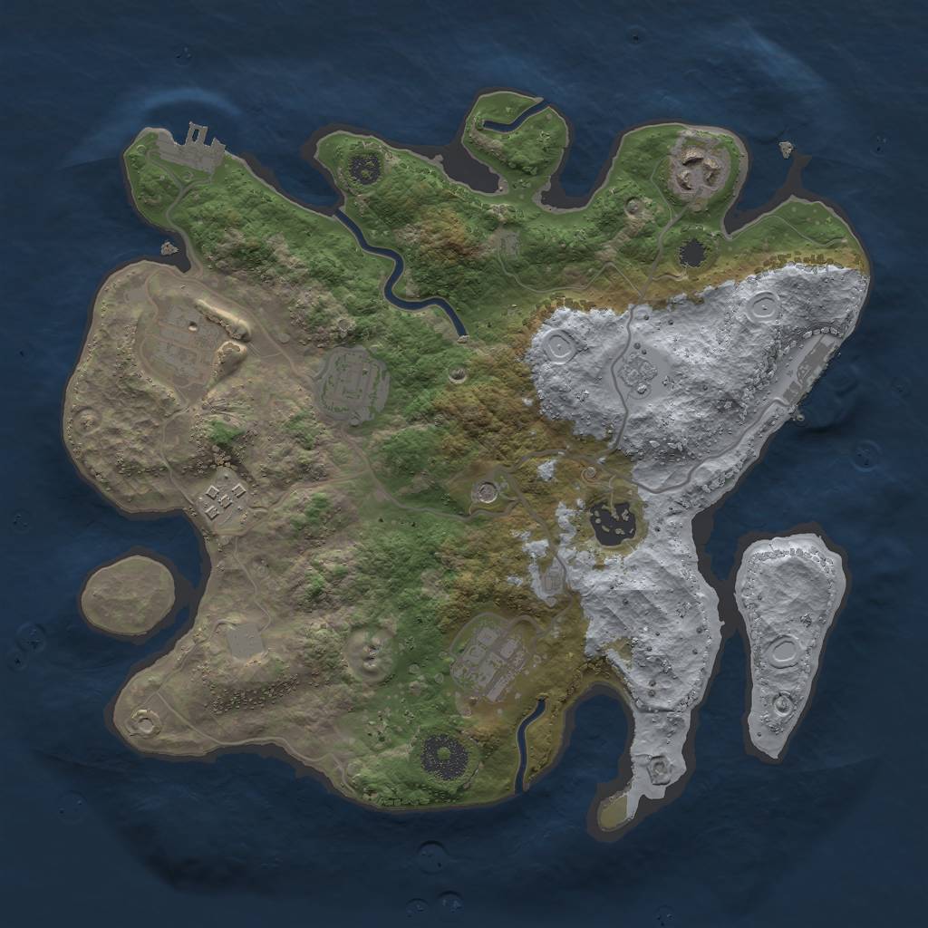 Rust Map: Procedural Map, Size: 3000, Seed: 17824, 13 Monuments