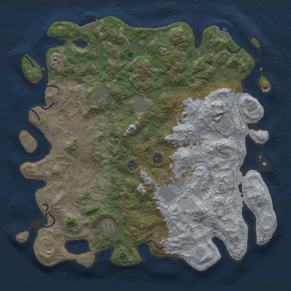 Rust Map: Procedural Map, Size: 4550, Seed: 1444444443, 17 Monuments