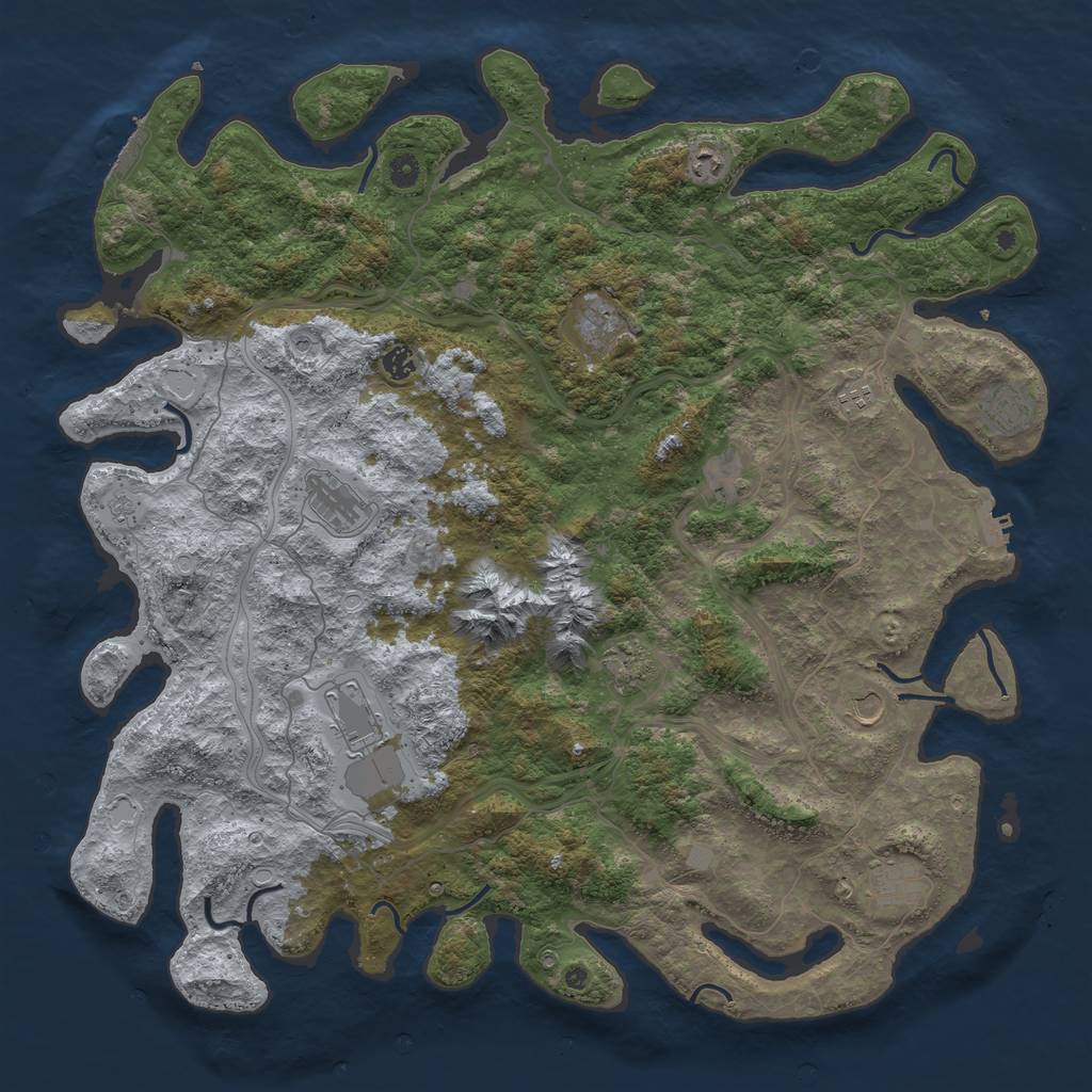 Rust Map: Procedural Map, Size: 5000, Seed: 542158, 18 Monuments