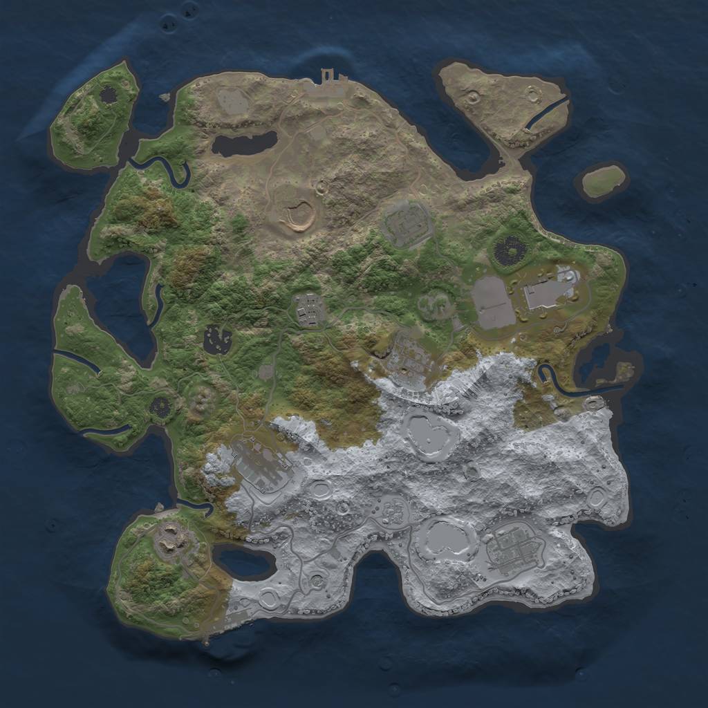 Rust Map: Procedural Map, Size: 3500, Seed: 345213546, 16 Monuments