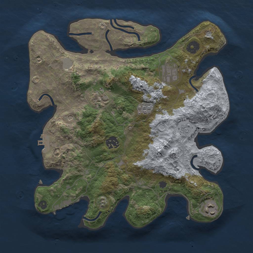 Rust Map: Procedural Map, Size: 3000, Seed: 1790116173, 12 Monuments