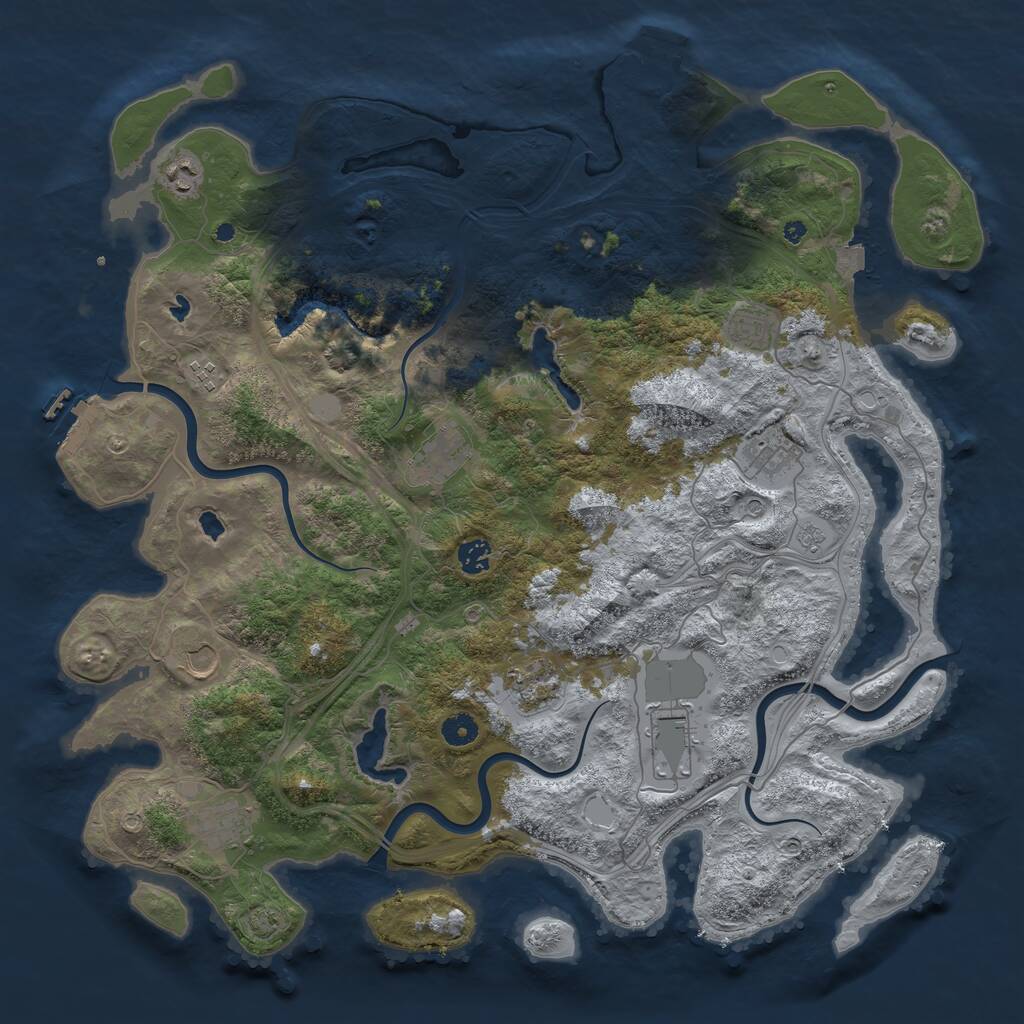 Rust Map: Procedural Map, Size: 4500, Seed: 161446582, 16 Monuments