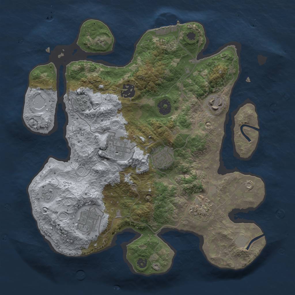 Rust Map: Procedural Map, Size: 3000, Seed: 7221, 12 Monuments