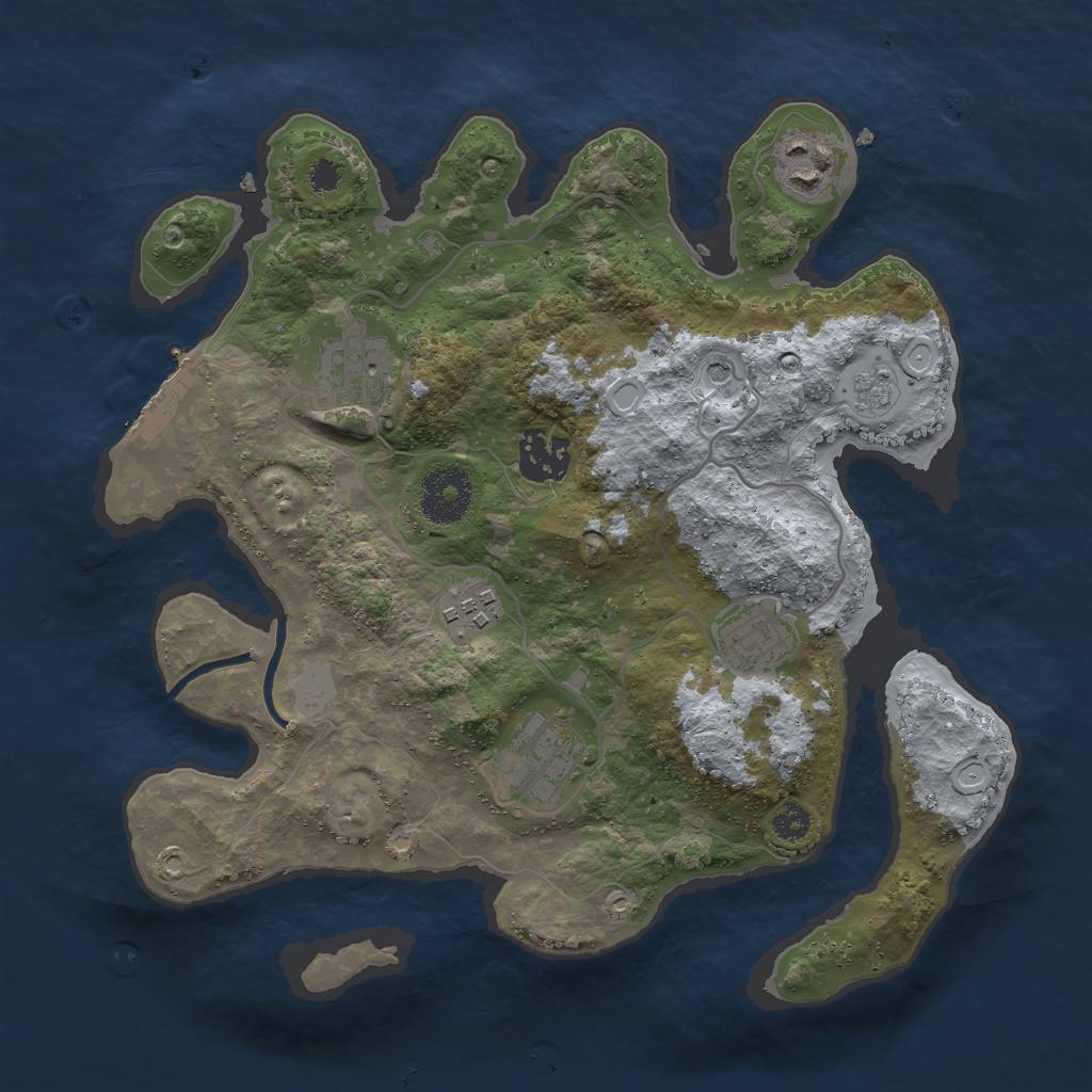 Rust Map: Procedural Map, Size: 3000, Seed: 1812152530, 12 Monuments