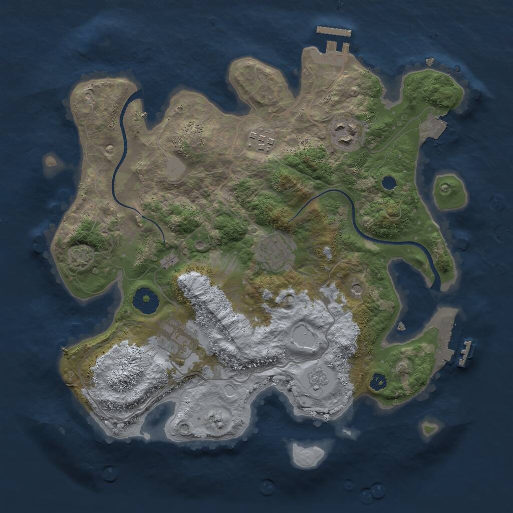 Rust Map: Procedural Map, Size: 3000, Seed: 24771, 10 Monuments