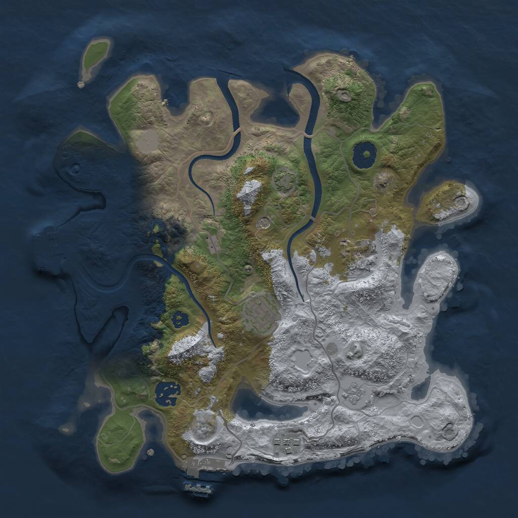 Rust Map: Procedural Map, Size: 3000, Seed: 31873, 10 Monuments