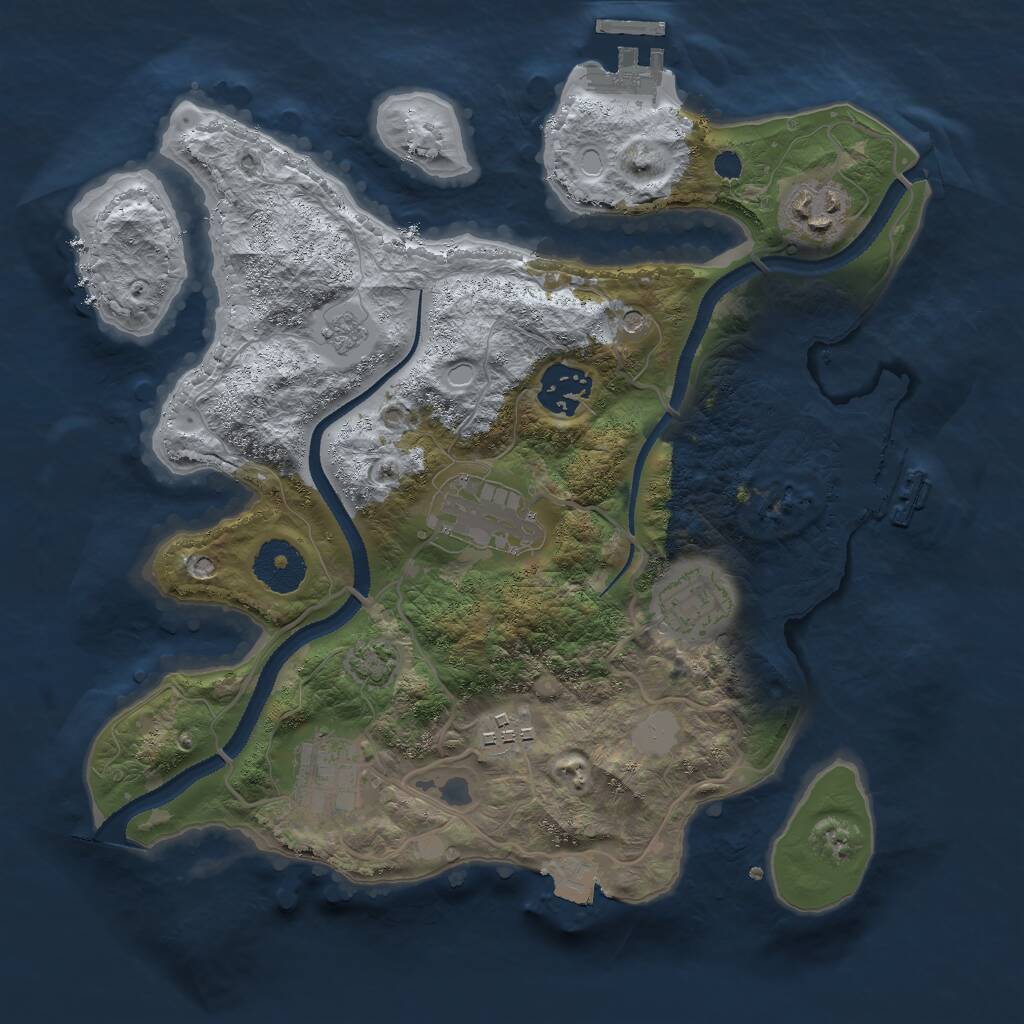 Rust Map: Procedural Map, Size: 3000, Seed: 22279, 12 Monuments