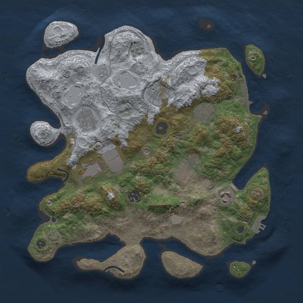 Rust Map: Procedural Map, Size: 3500, Seed: 188692138, 16 Monuments