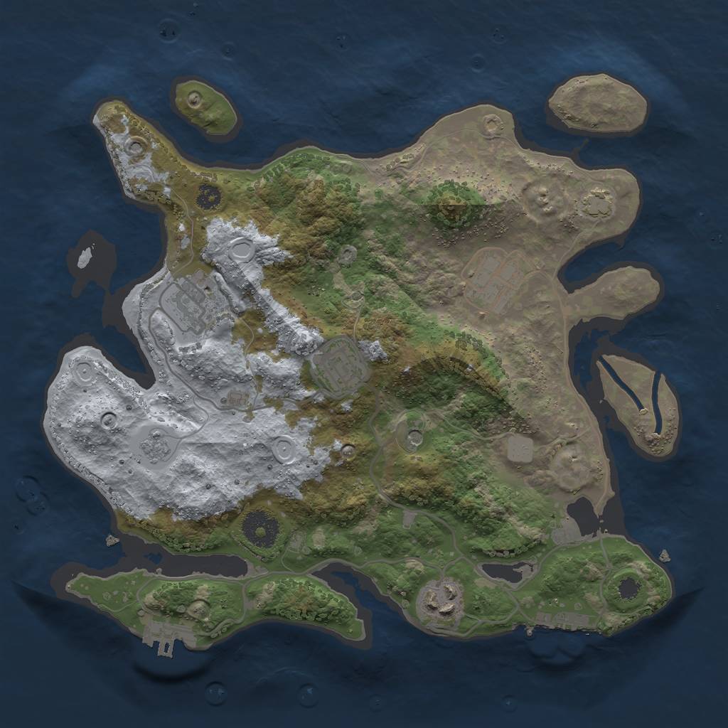 Rust Map: Procedural Map, Size: 3000, Seed: 1195508986, 12 Monuments