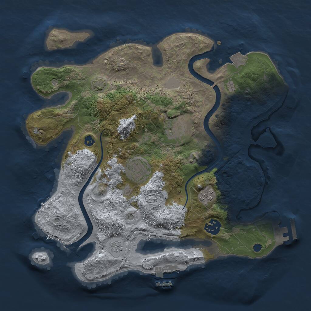 Rust Map: Procedural Map, Size: 3000, Seed: 19843, 10 Monuments