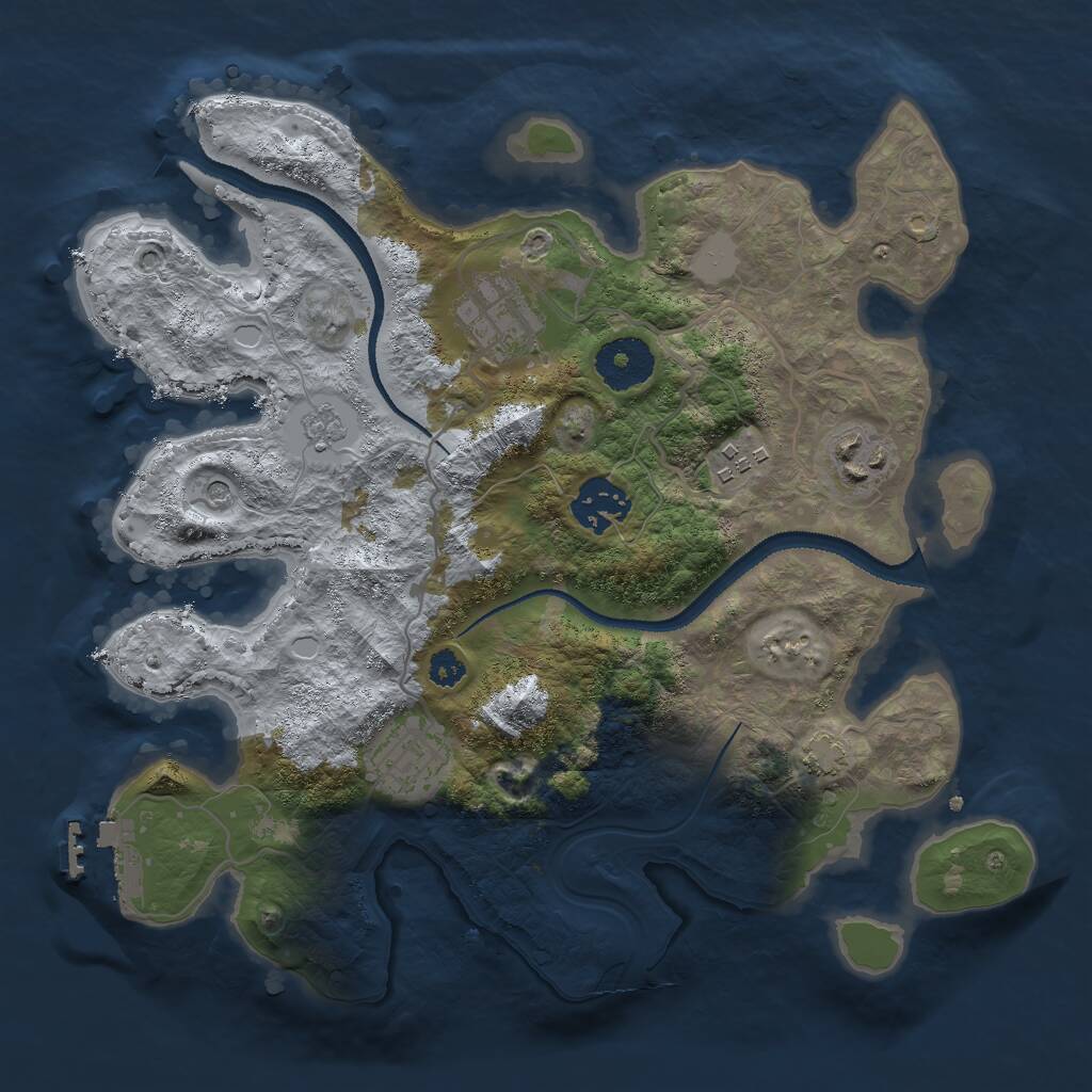 Rust Map: Procedural Map, Size: 3000, Seed: 17702, 10 Monuments