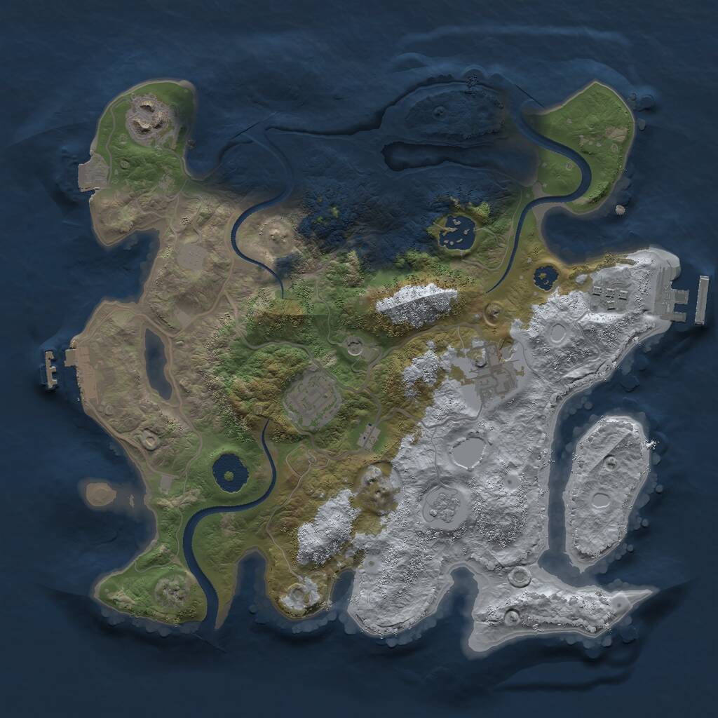 Rust Map: Procedural Map, Size: 3000, Seed: 2075967411, 10 Monuments