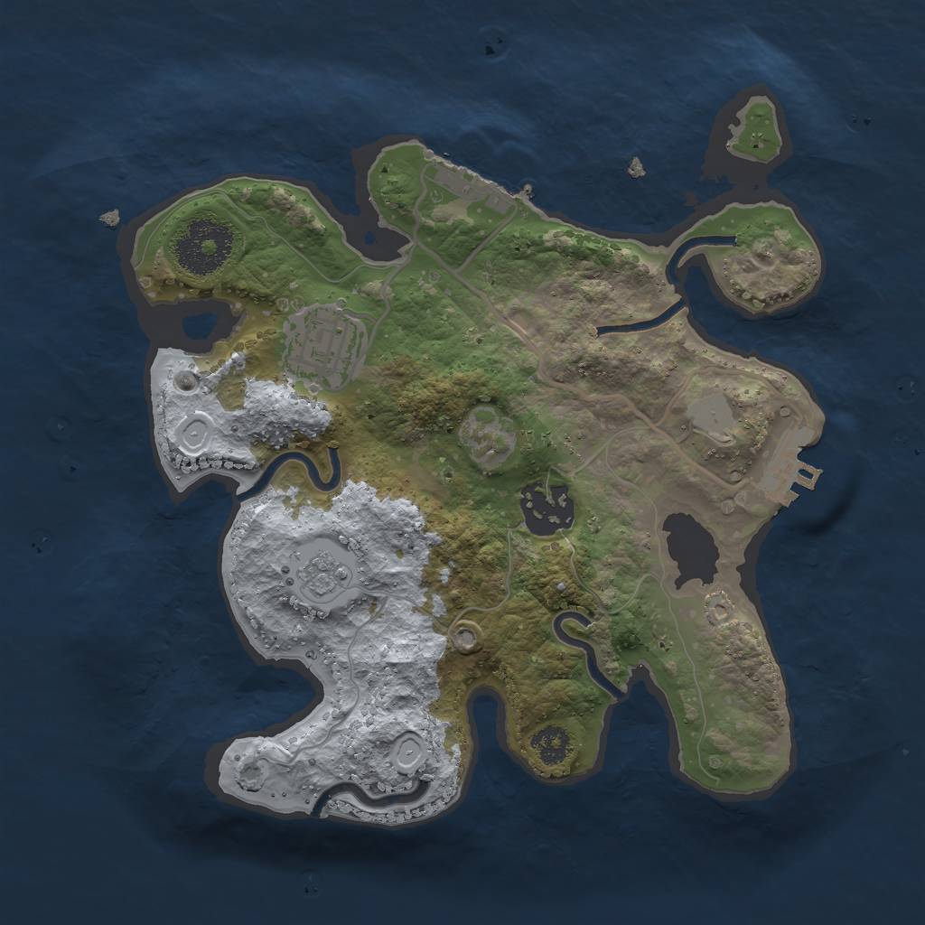 Rust Map: Procedural Map, Size: 2500, Seed: 1331385133, 8 Monuments