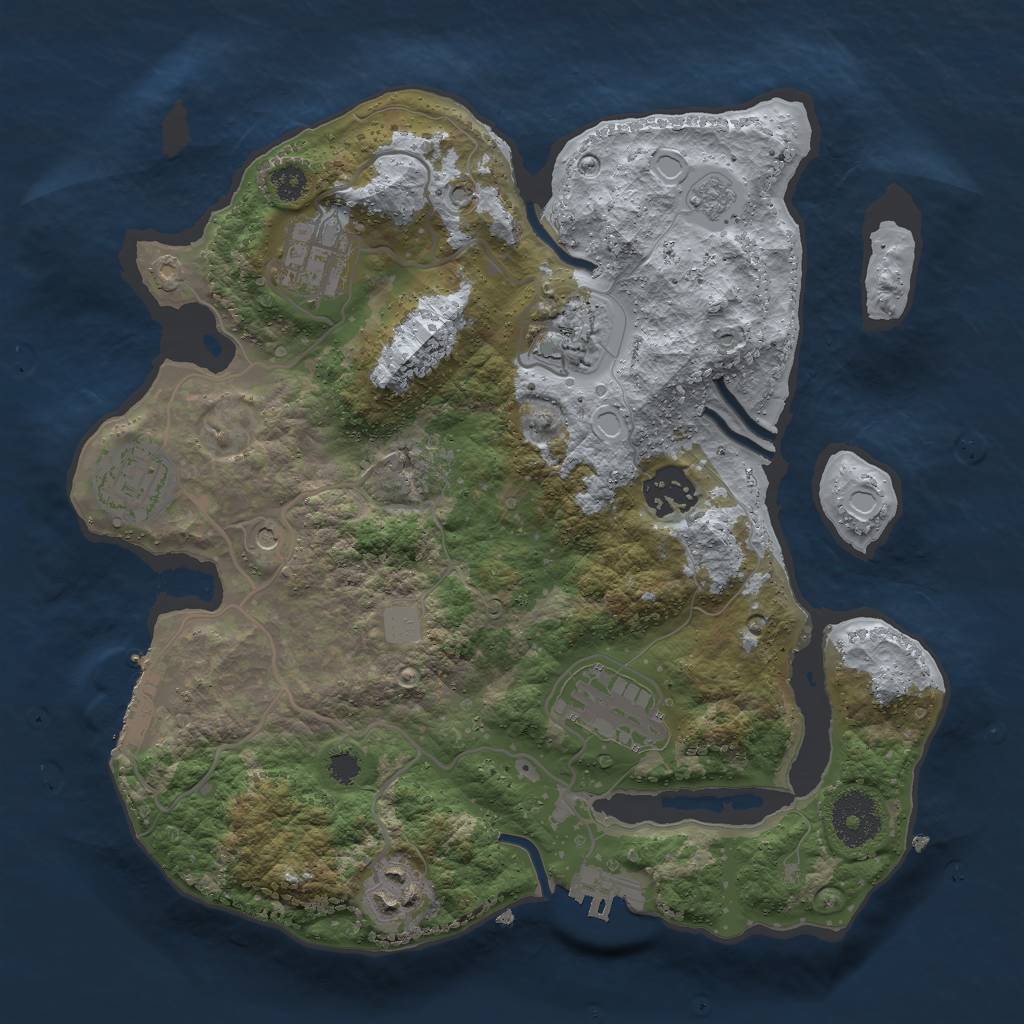 Rust Map: Procedural Map, Size: 3000, Seed: 1157844692, 13 Monuments