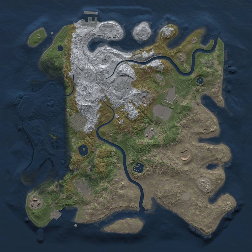 Rust Map: Procedural Map, Size: 3600, Seed: 390058745, 14 Monuments