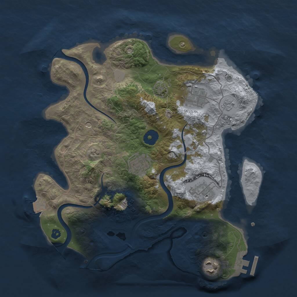 Rust Map: Procedural Map, Size: 3000, Seed: 2034980425, 10 Monuments