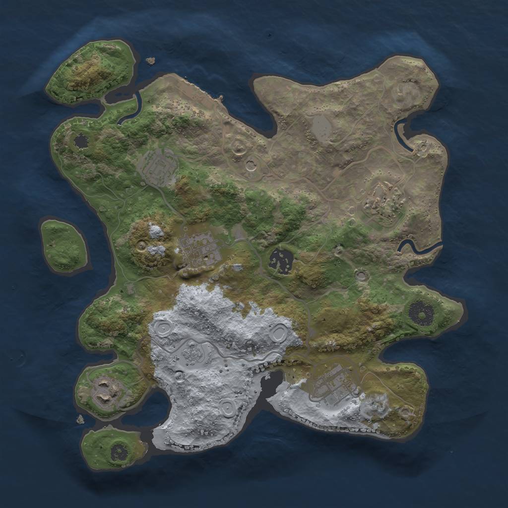 Rust Map: Procedural Map, Size: 3000, Seed: 7440, 12 Monuments