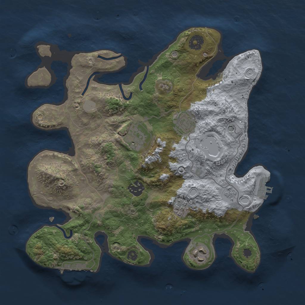 Rust Map: Procedural Map, Size: 3000, Seed: 24883, 12 Monuments
