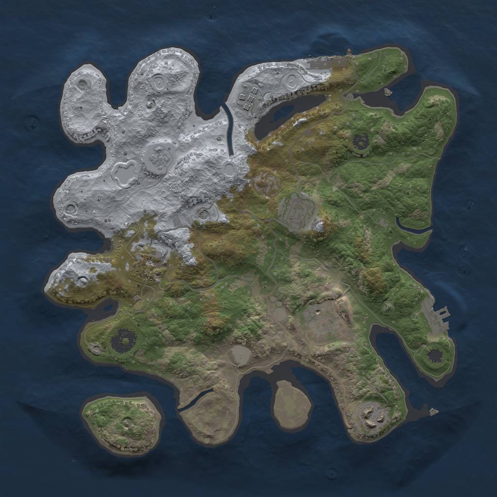 Rust Map: Procedural Map, Size: 3000, Seed: 3949, 12 Monuments