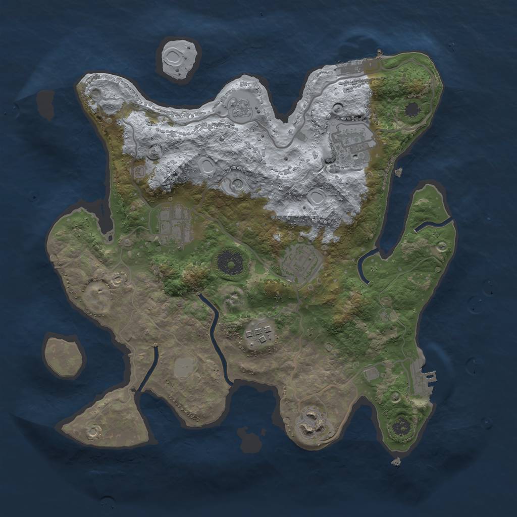 Rust Map: Procedural Map, Size: 3000, Seed: 5409, 12 Monuments