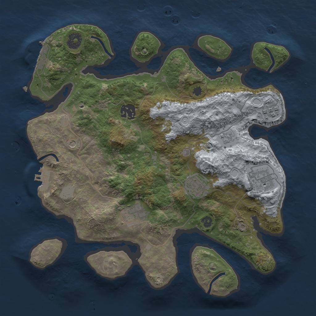 Rust Map: Procedural Map, Size: 3000, Seed: 18894, 12 Monuments