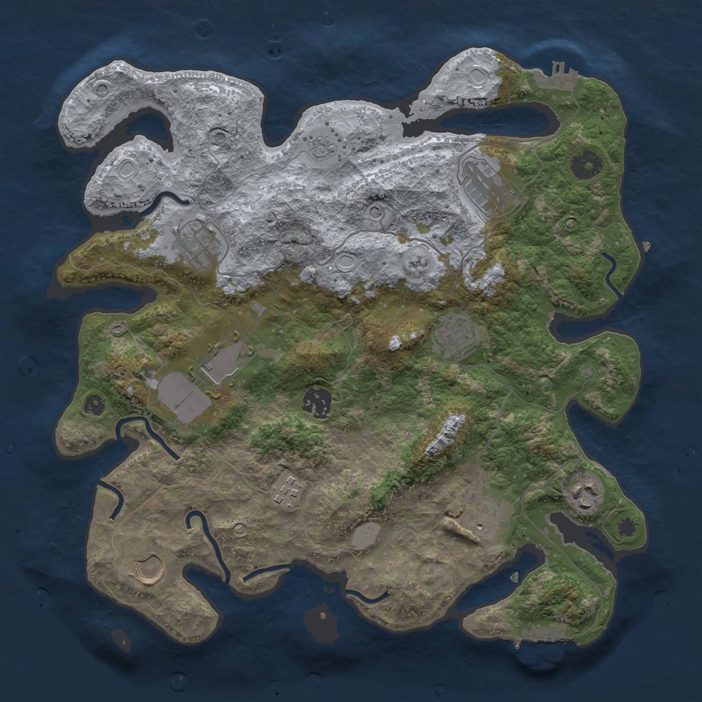 Rust Map: Procedural Map, Size: 3500, Seed: 1178409451, 16 Monuments