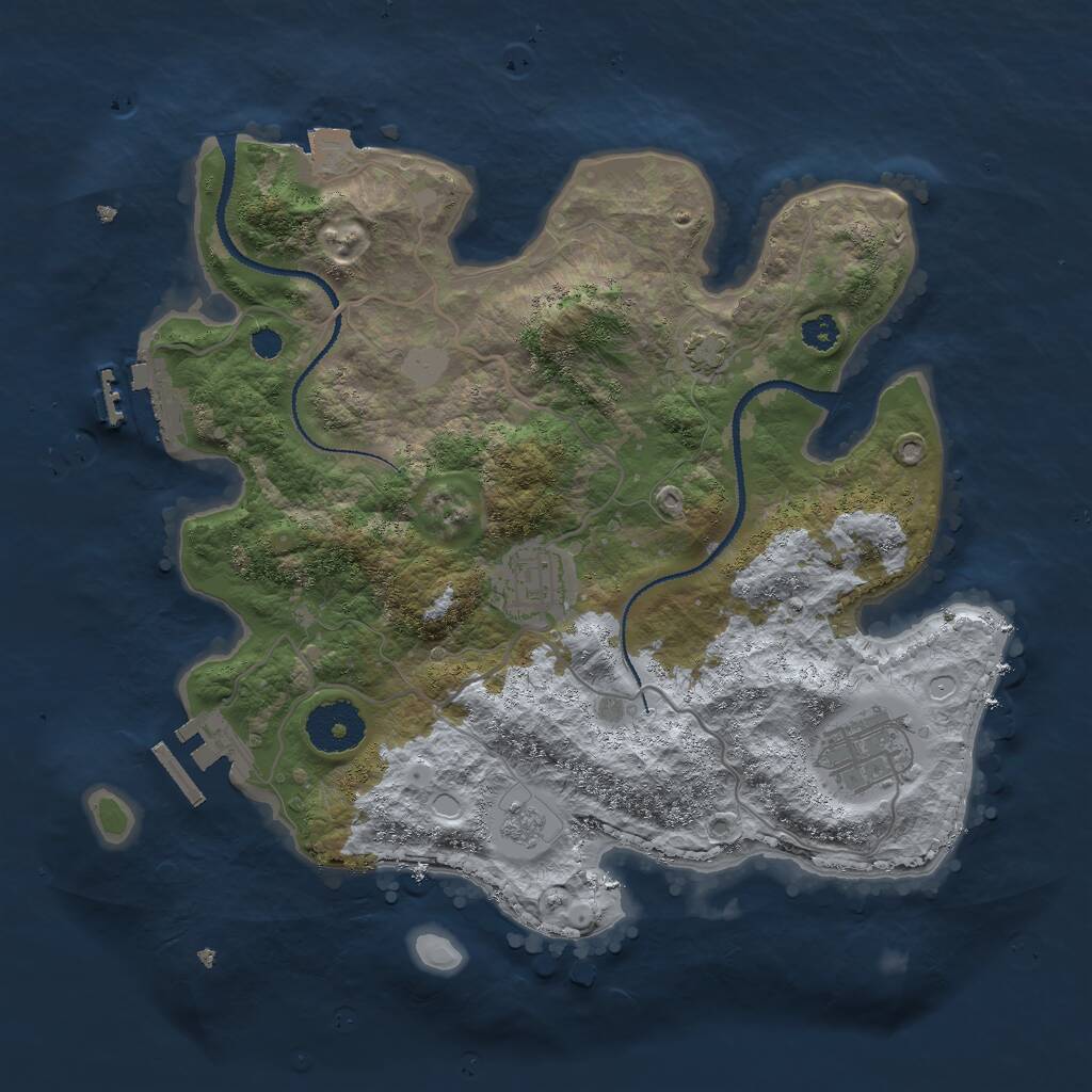 Rust Map: Procedural Map, Size: 3000, Seed: 9903, 7 Monuments