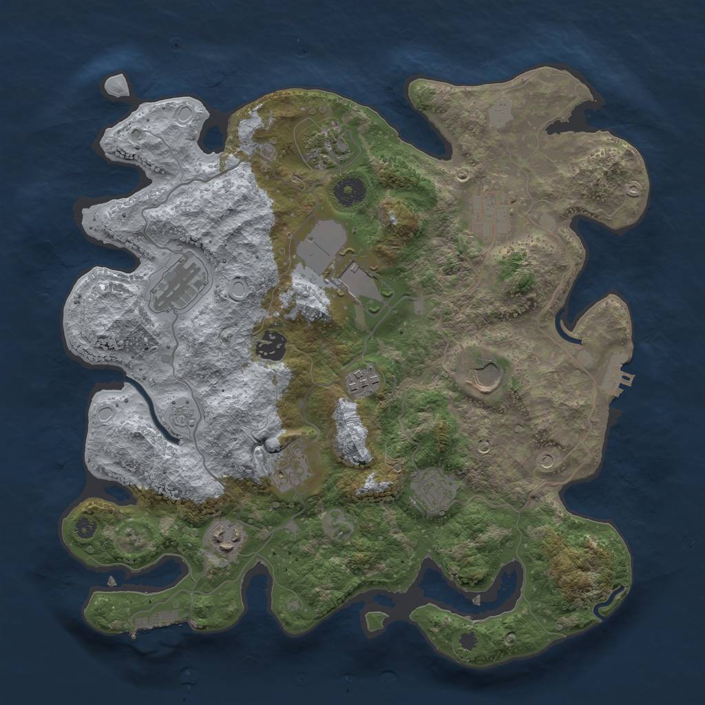 Rust Map: Procedural Map, Size: 3500, Seed: 1318061073, 17 Monuments