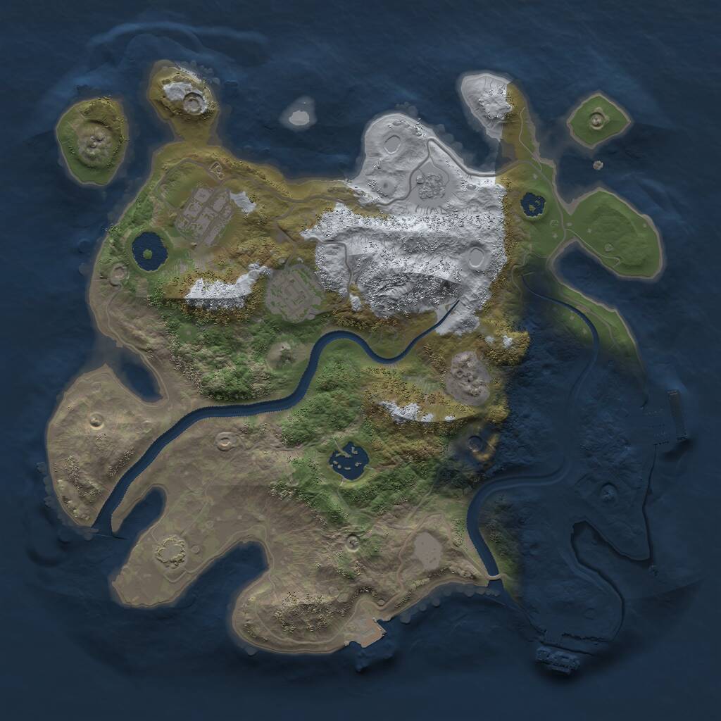 Rust Map: Procedural Map, Size: 3000, Seed: 53342, 9 Monuments