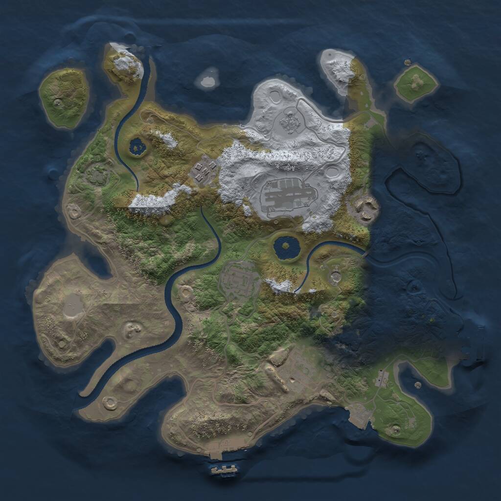 Rust Map: Procedural Map, Size: 3000, Seed: 53342, 11 Monuments