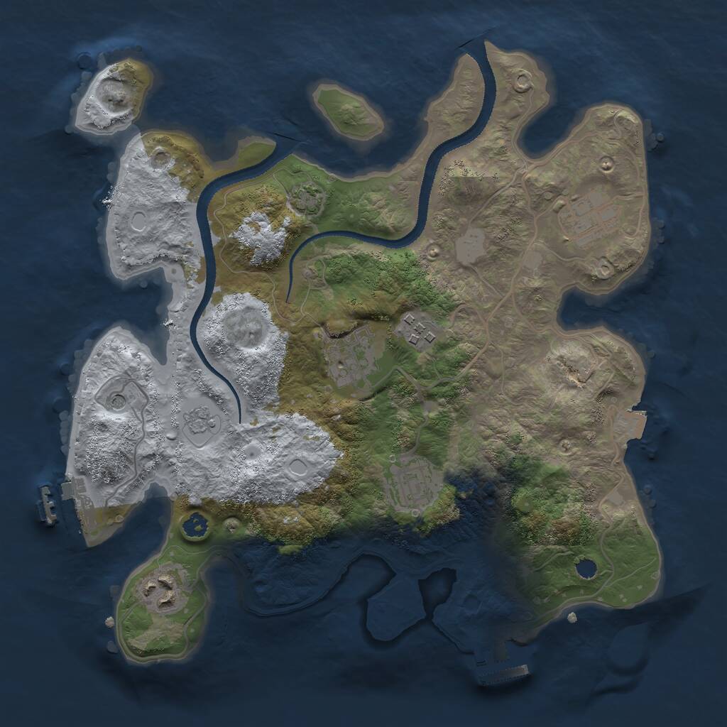 Rust Map: Procedural Map, Size: 3000, Seed: 1040033674, 11 Monuments