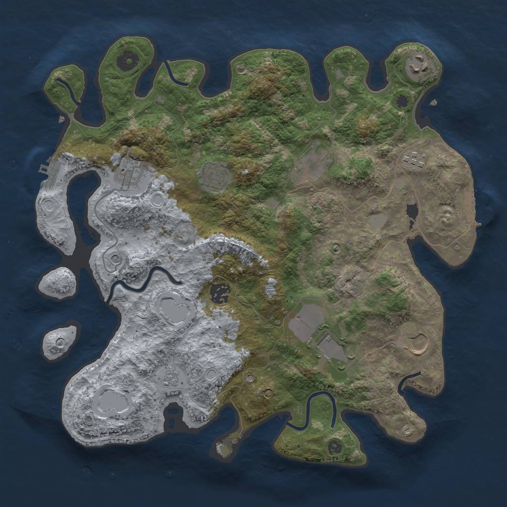 Rust Map: Procedural Map, Size: 3600, Seed: 610858506, 15 Monuments