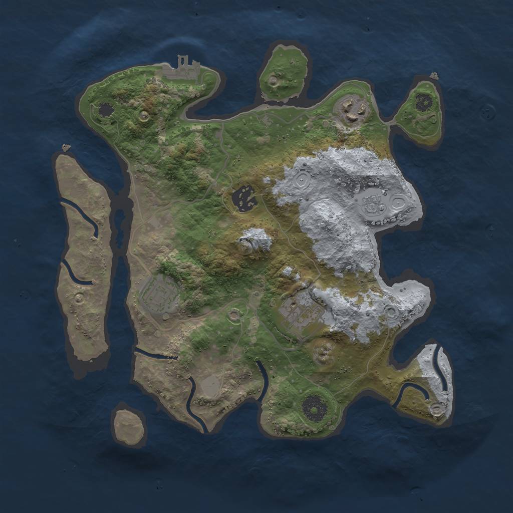Rust Map: Procedural Map, Size: 3000, Seed: 26813, 9 Monuments