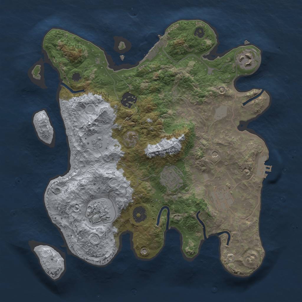 Rust Map: Procedural Map, Size: 3000, Seed: 22611, 12 Monuments