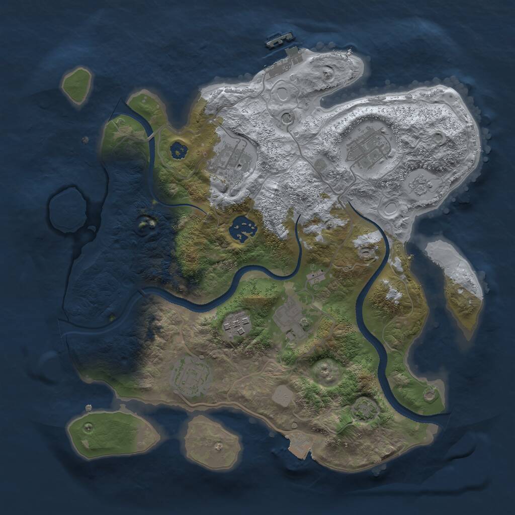 Rust Map: Procedural Map, Size: 3000, Seed: 725549664, 11 Monuments