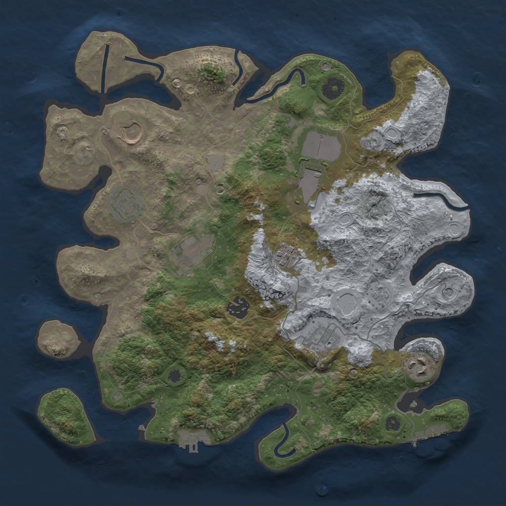 Rust Map: Procedural Map, Size: 3500, Seed: 1754833301, 15 Monuments
