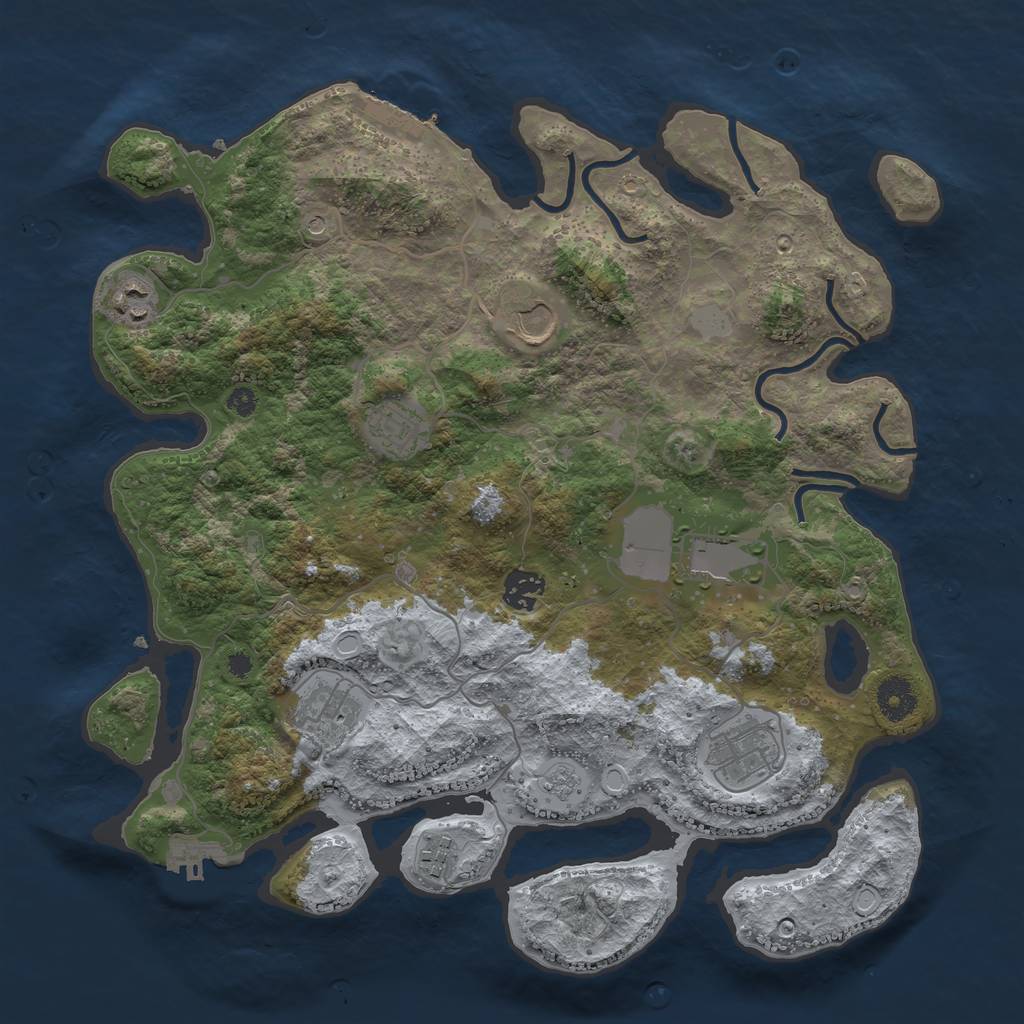 Rust Map: Procedural Map, Size: 3700, Seed: 619922982, 15 Monuments