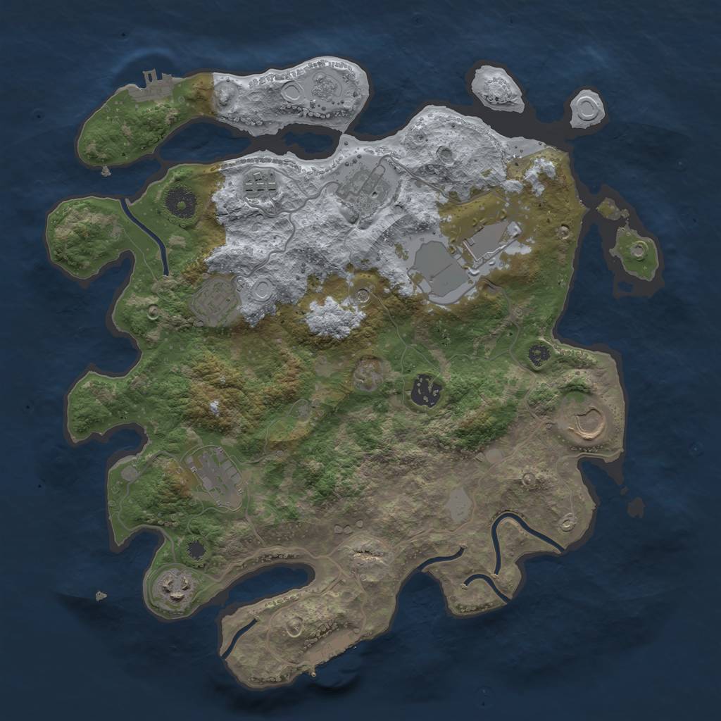 Rust Map: Procedural Map, Size: 3500, Seed: 104528063, 15 Monuments