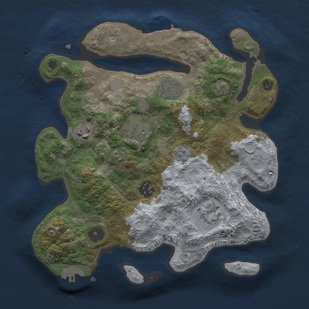 Rust Map: Procedural Map, Size: 3000, Seed: 2112089390, 13 Monuments