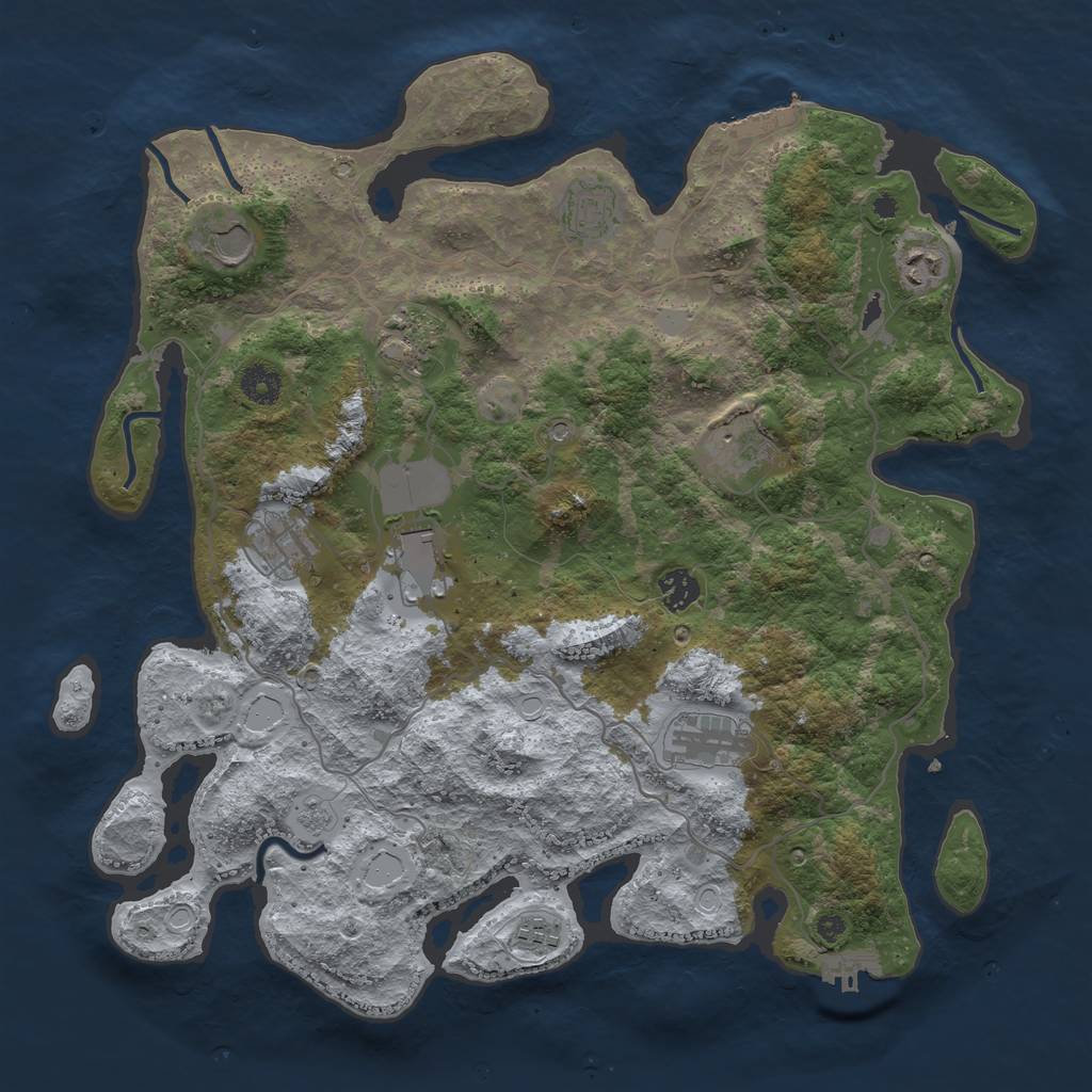 Rust Map: Procedural Map, Size: 4000, Seed: 1414381133, 17 Monuments