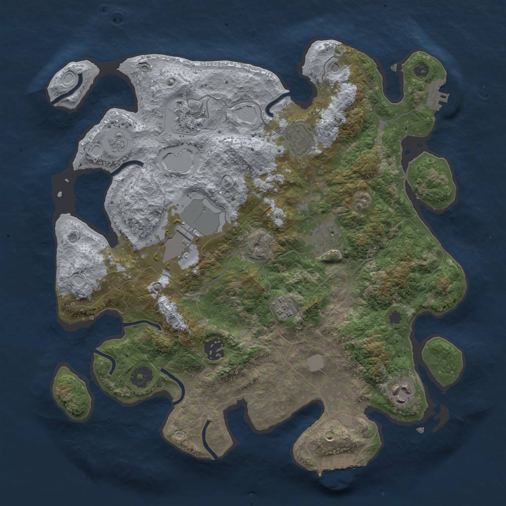 Rust Map: Procedural Map, Size: 3500, Seed: 54671, 14 Monuments