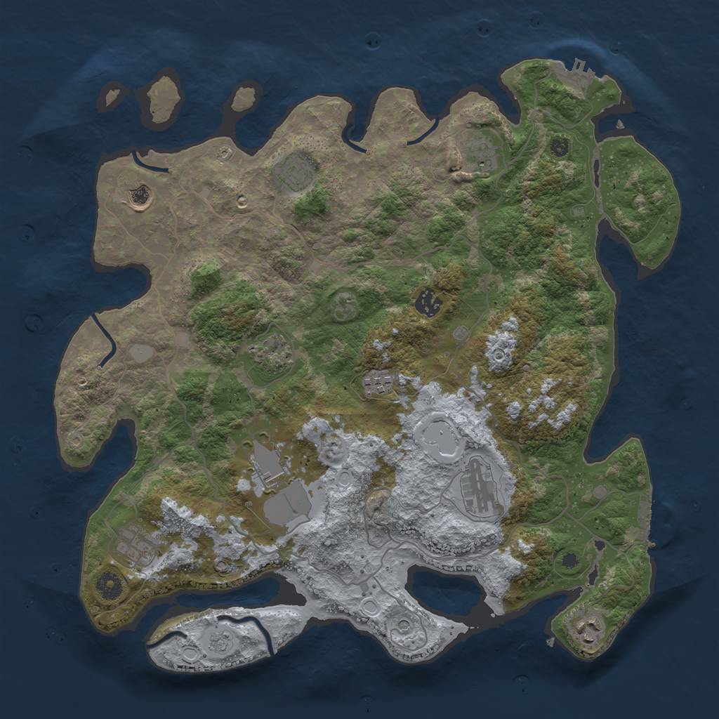 Rust Map: Procedural Map, Size: 4000, Seed: 765864, 17 Monuments