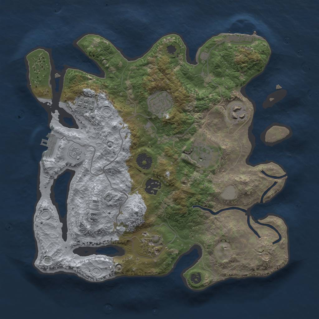 Rust Map: Procedural Map, Size: 3000, Seed: 780441770, 12 Monuments