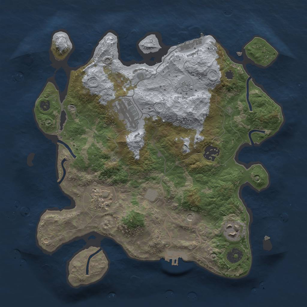 Rust Map: Procedural Map, Size: 3000, Seed: 3592174, 11 Monuments
